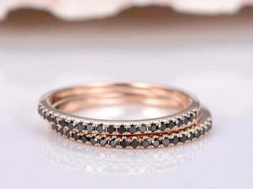 1.20 ct Lab Created Diamond Stackable Wedding Eternity Ring 14k Rose Gold Plated