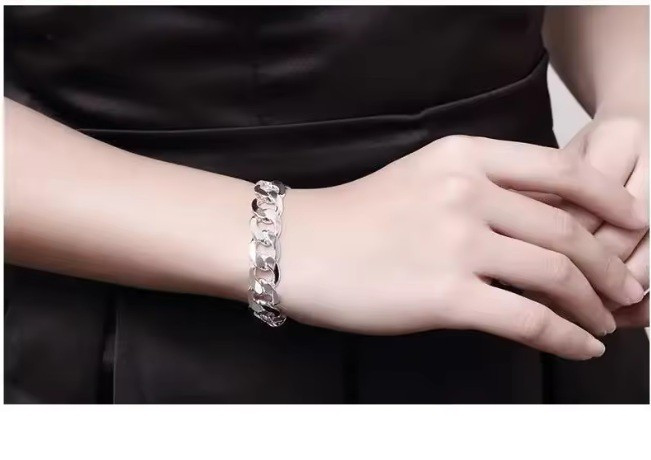 Factory Outlets Fashion 925 Sterling Silver Bracelet For Men Classic 4-12mm Side