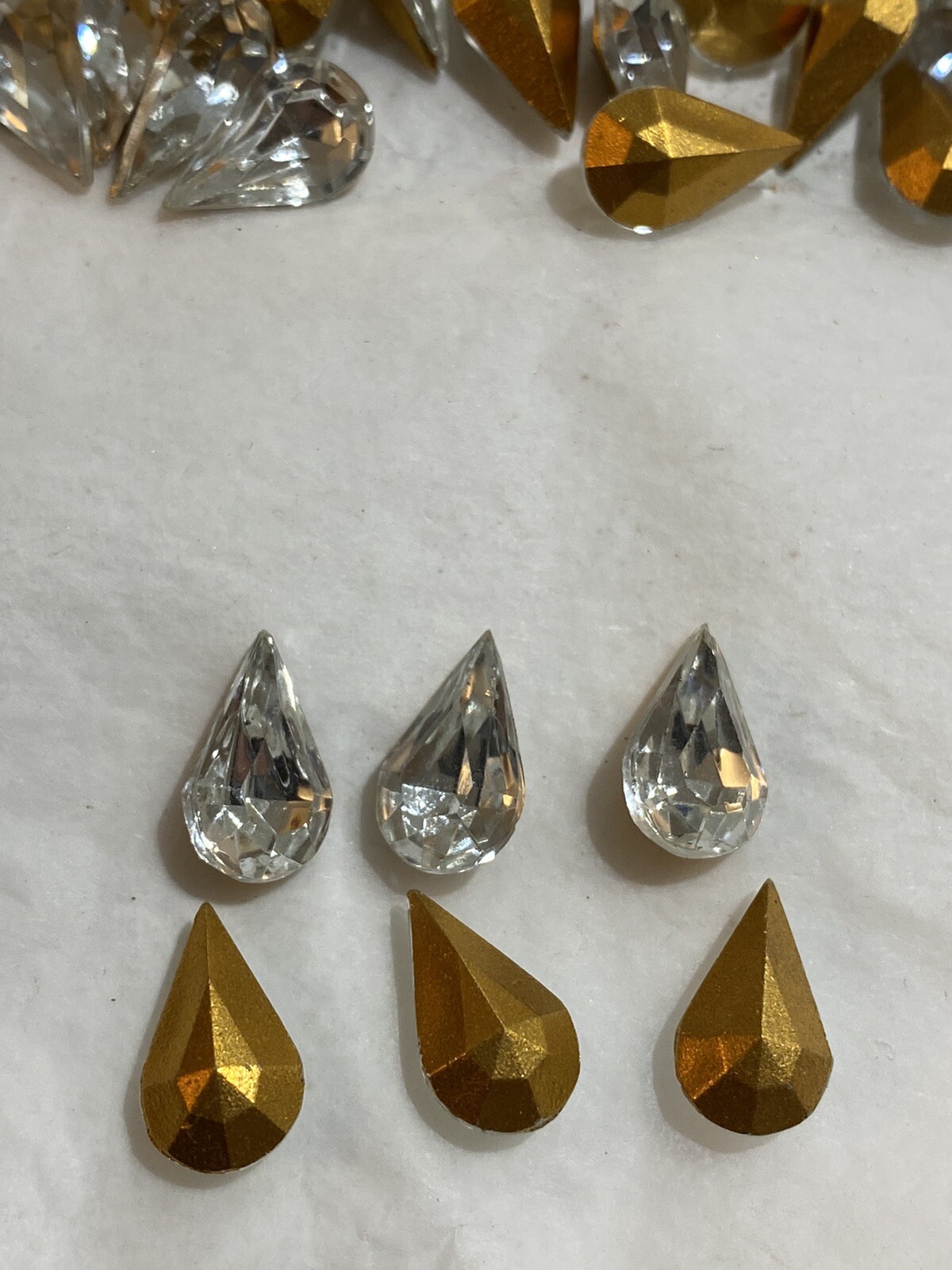 13×7.8mm Pointed Back Pear Crystal Gold Foiled Glass Jewel (1 GROSS/144 PCS)