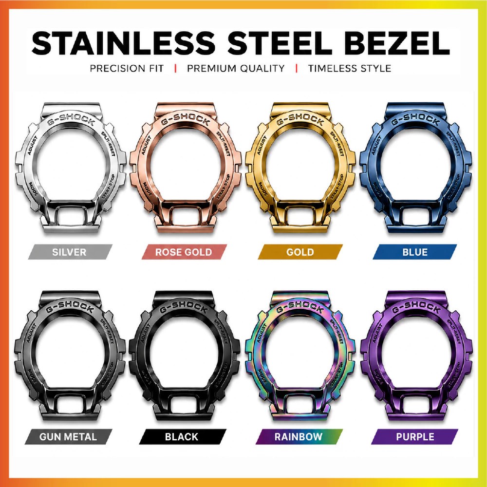 Stainless Steel Bezel for G-Shock DW6900 Custom Mod Silver Gold Black Silver