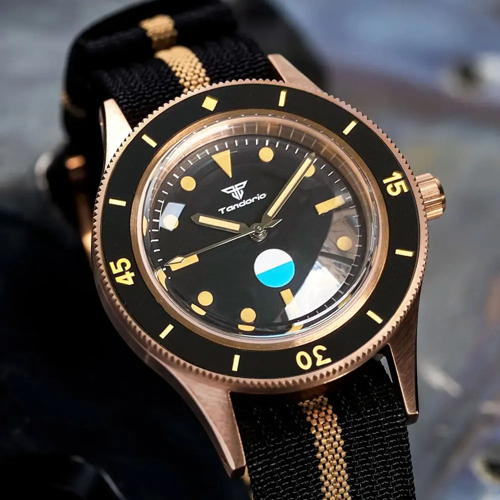 Tandorio 50 Fathoms Real CUSN8 Solid Bronze NH35A Auto Vintage Men Watch 20ATM