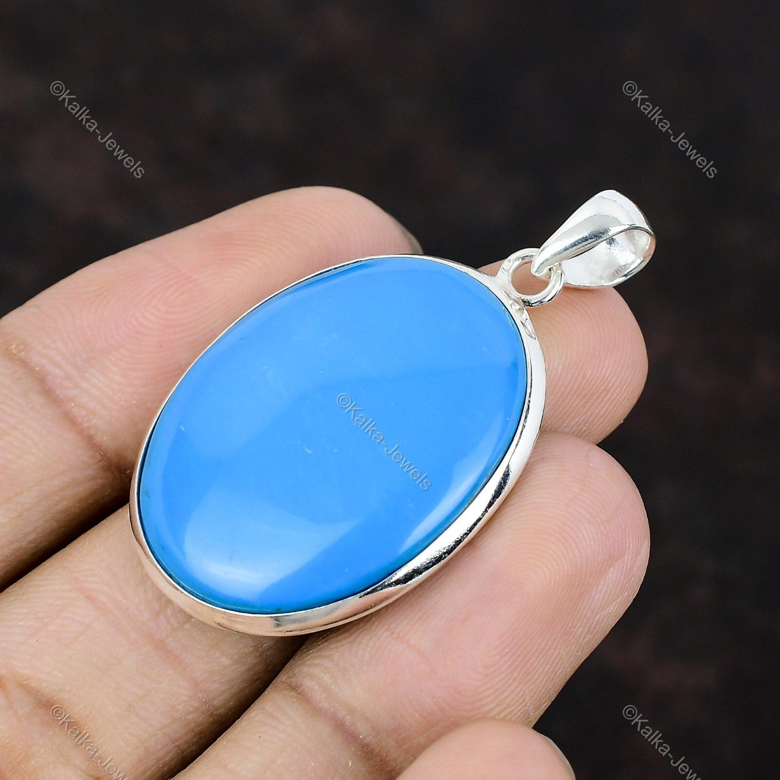 Natural Sleeping Beauty Turquoise Gemstone Pendant 925 Sterling Silver Jewelry