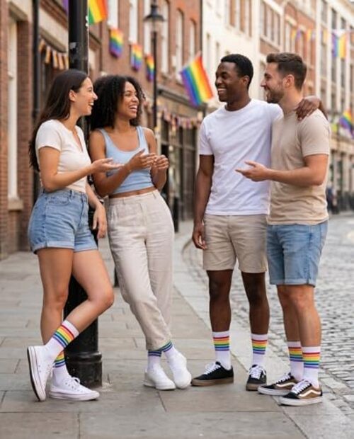 Pride Sport White Socks – Premium Cotton Rainbow Crew Socks | 8-12 Pride White