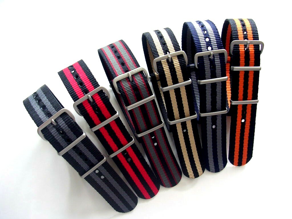 22mm Bonded striped NATO G10 Premium nylon watch strap 2 pak Stitched IW SUISSE
