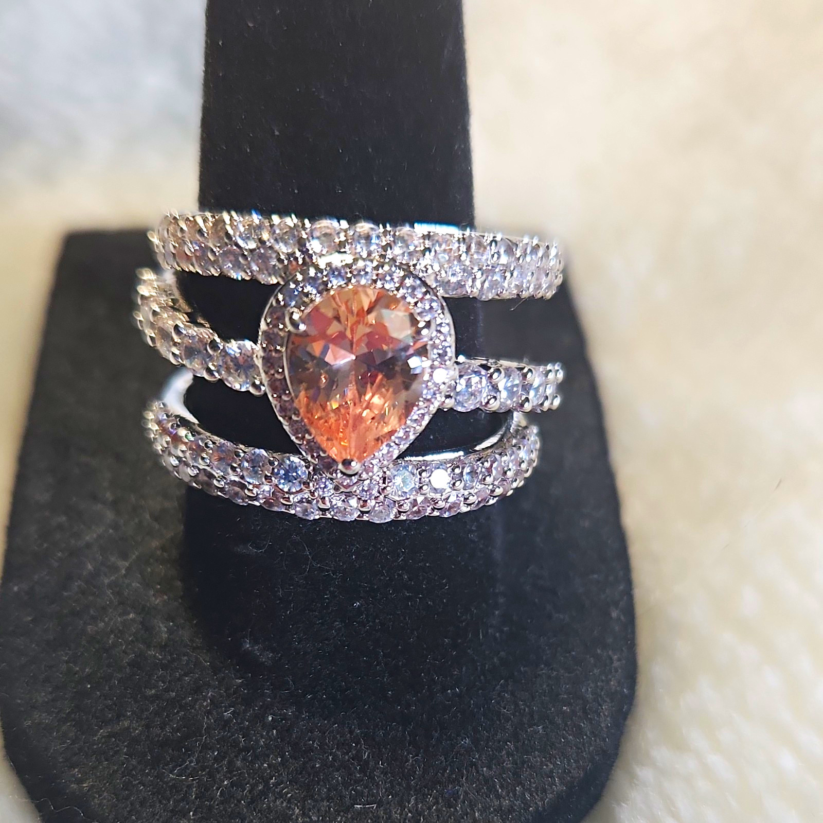Bomb Party Smokey Topaz CZ On Rhodium Plated “With Pure Confidence” Sz 8 RG89010