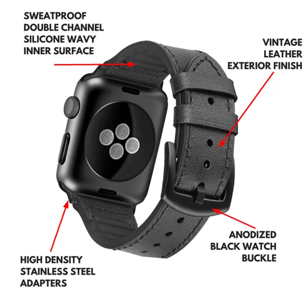 Leather Silicone Apple Watch Band For iWatch Series SE 6 5 4 3 2 38/40mm 42/44mm