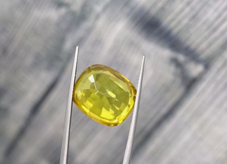 Yellow Sapphire 16Ct Cushion Cut Certified Pukhraj Loose Gemstone | 15x12x6mm