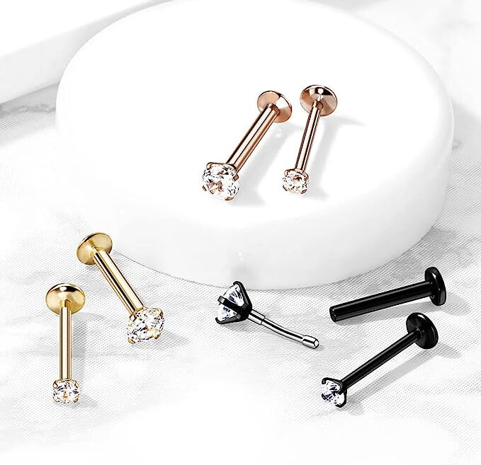 Push In Labret Monroe Stud Threadless Flat Back Stud Earring Lip Labret Piercing