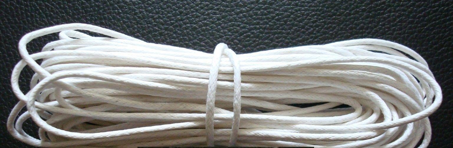 White waxed cotton beading cord 32.8 ft 2mm necklace woven lace 10 meter M057