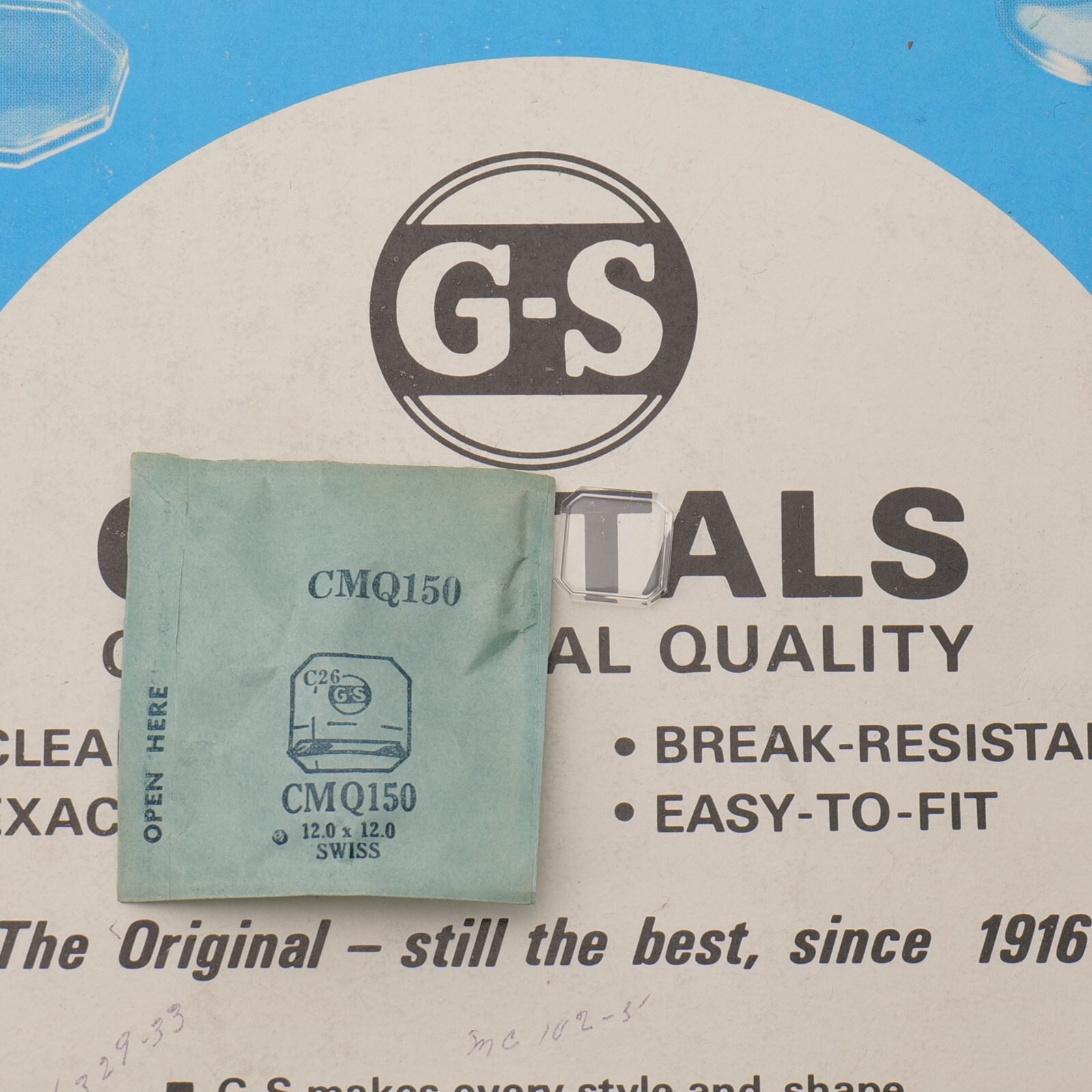 Vintage NOS GS Watch Crystal CMQ150 Swiss – 12.0 x 12.0mm NEW (MH-MQ)