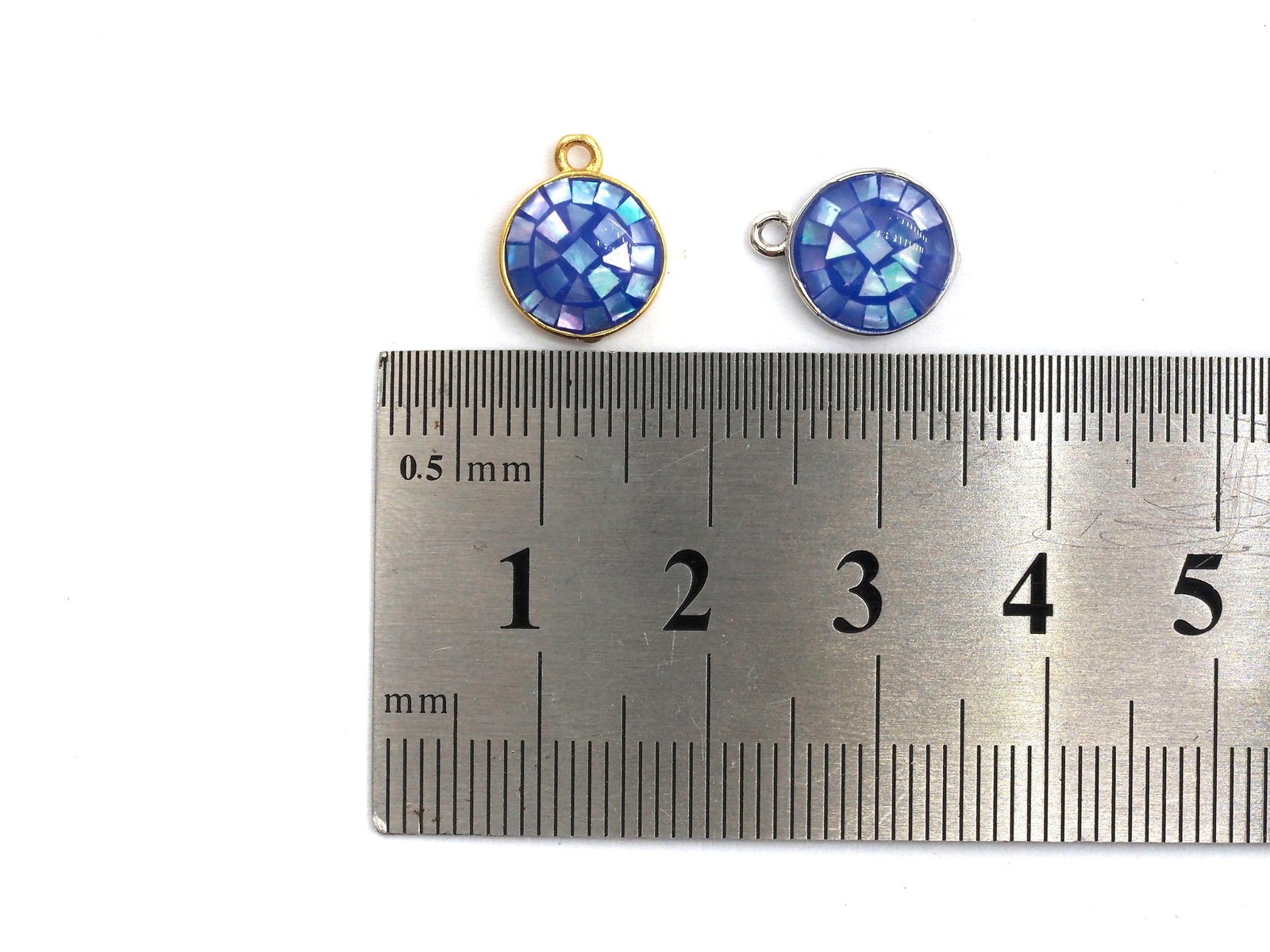 Natural Cobalt Shell Round Shape Charm, 12x10mm, Sku#Z318