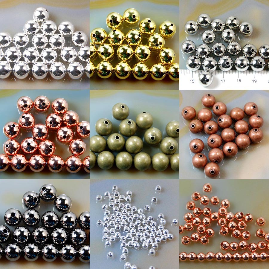Wholesale Smooth Round Metal Copper Spacer Beads 2.4mm 3mm 4mm 5mm 6mm 8mm 10mm