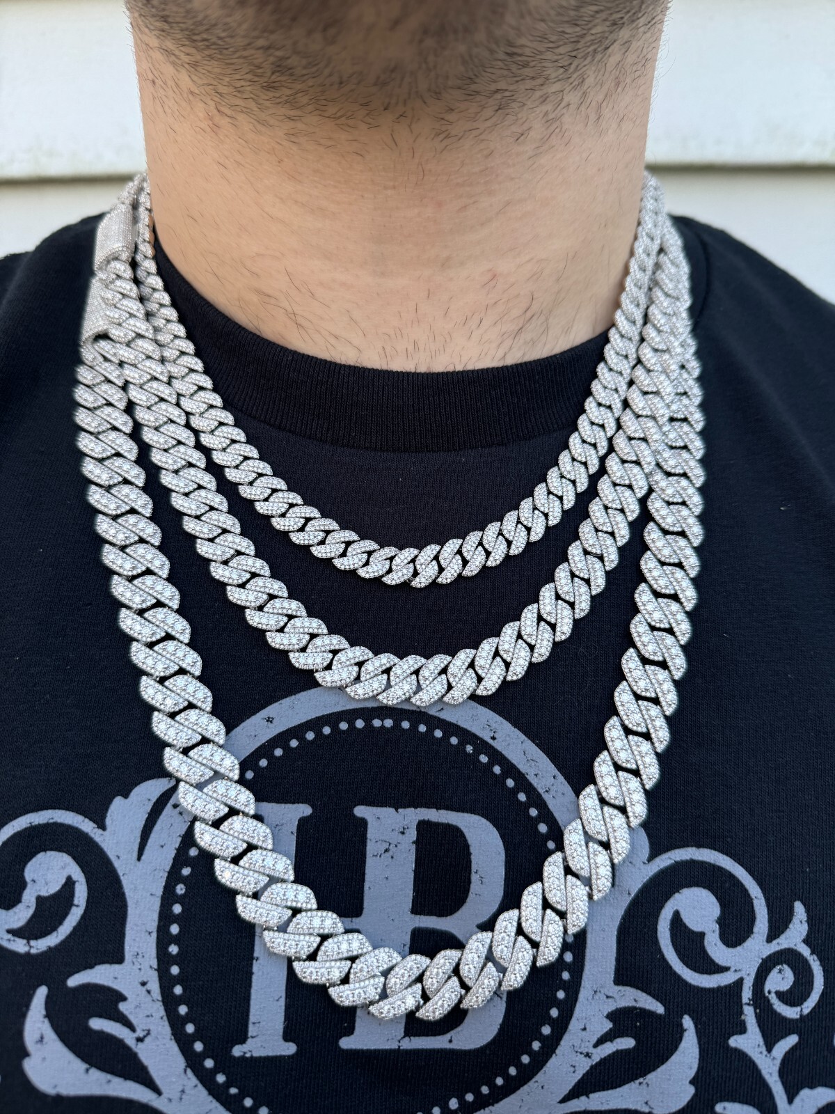 MOISSANITE Real Miami Cuban Link Chain Iced Hip Hop 925 Silver Necklace 16″-30″
