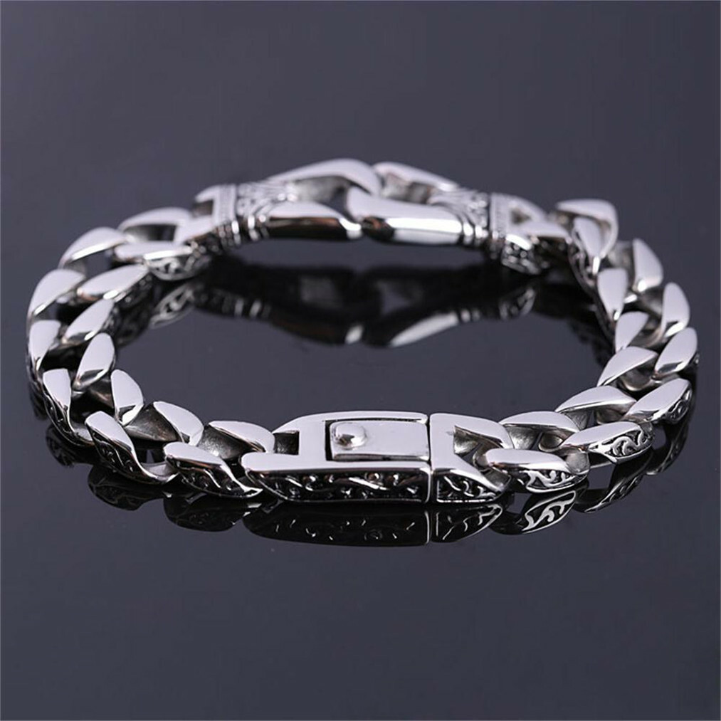 Mens Heavy Sturdy Alloy Motorcycle Biker Chain Bracelet Wristband Gift New USA