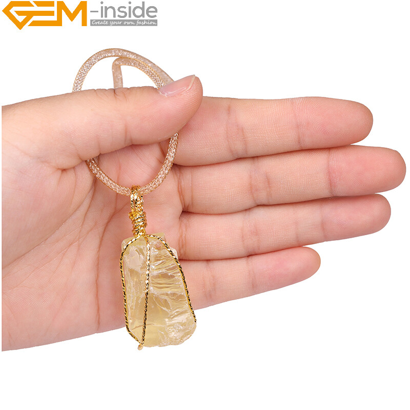 Natural Charm Necklace Raw Crude Crystal Pendulum Quartz Pendants For Women