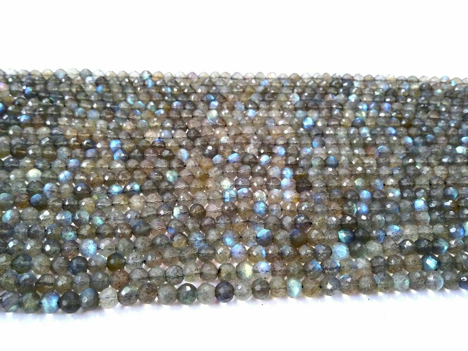 5 Strand Natural Labradorite Round Faceted 5-5.5mm Gemstone Loose Beads 10″inch