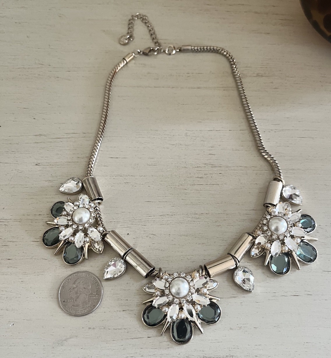 lydell nyc Gold Tone Light Green Crystal Cluster Pendant Statement Necklace