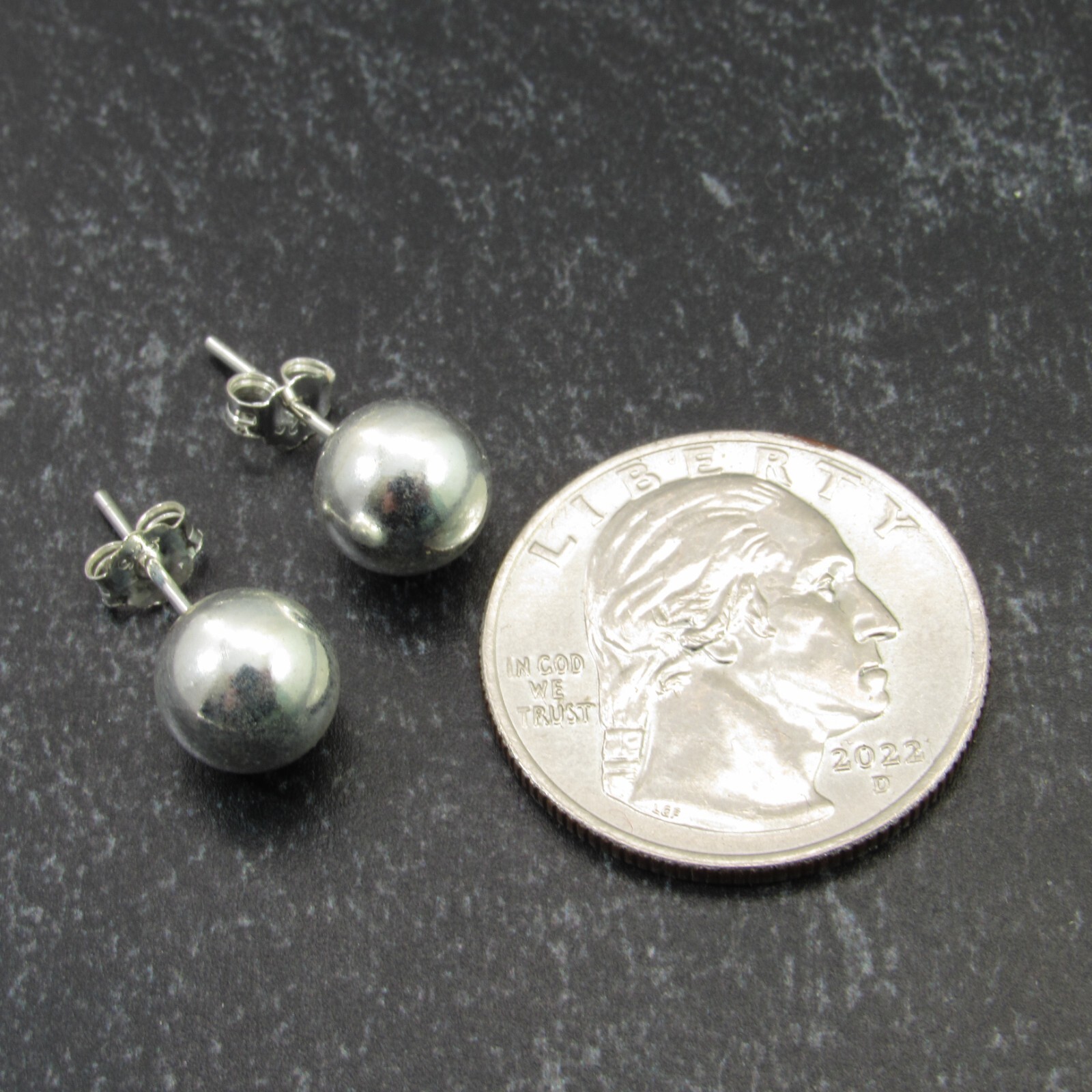 Solid 925 Sterling Silver Round Ball Stud Earrings with Butterfly Pushback Clasp