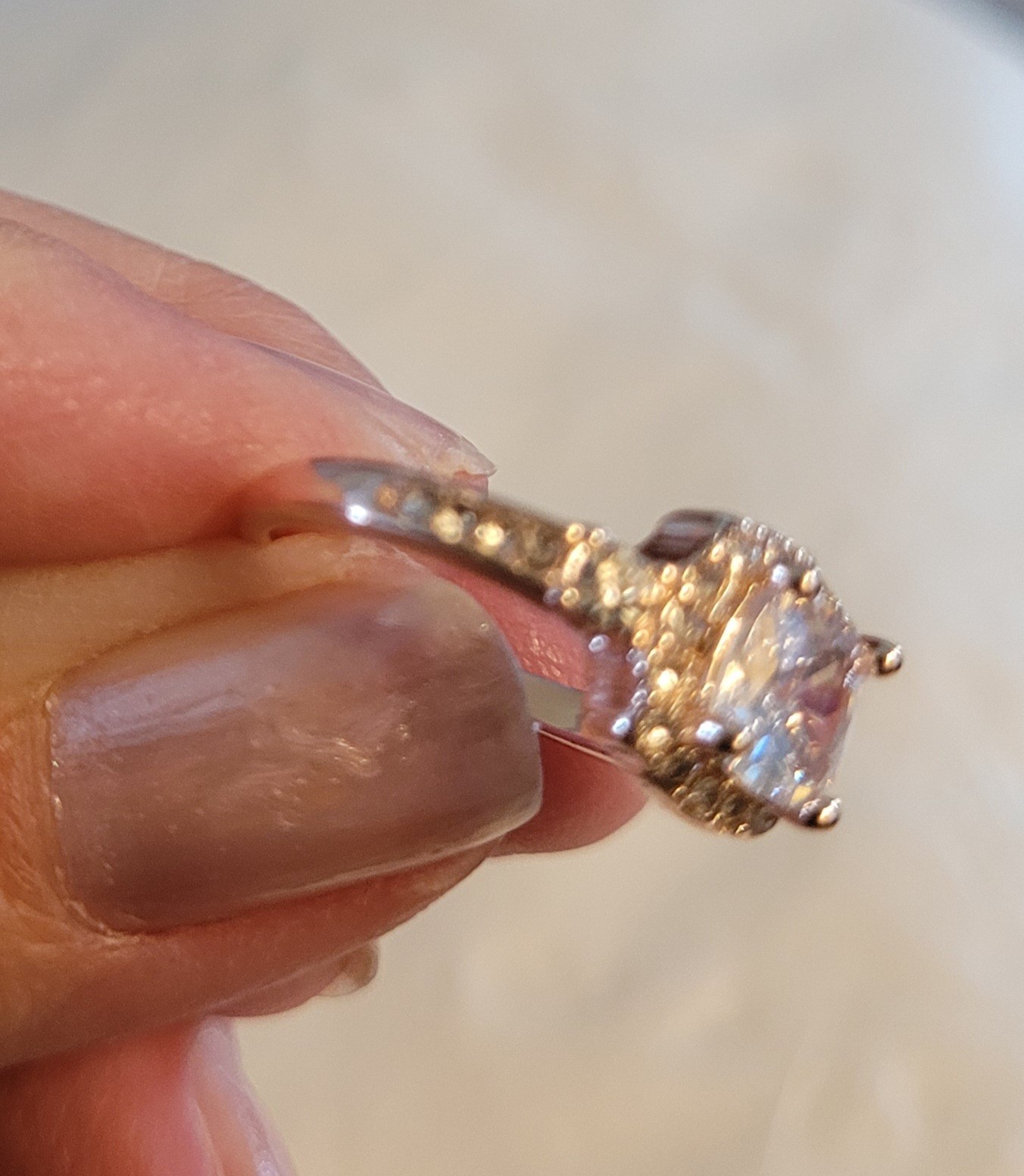Rose Gold-Tone Halo Ring Cushion Cut Simulated Diamond – Size 6