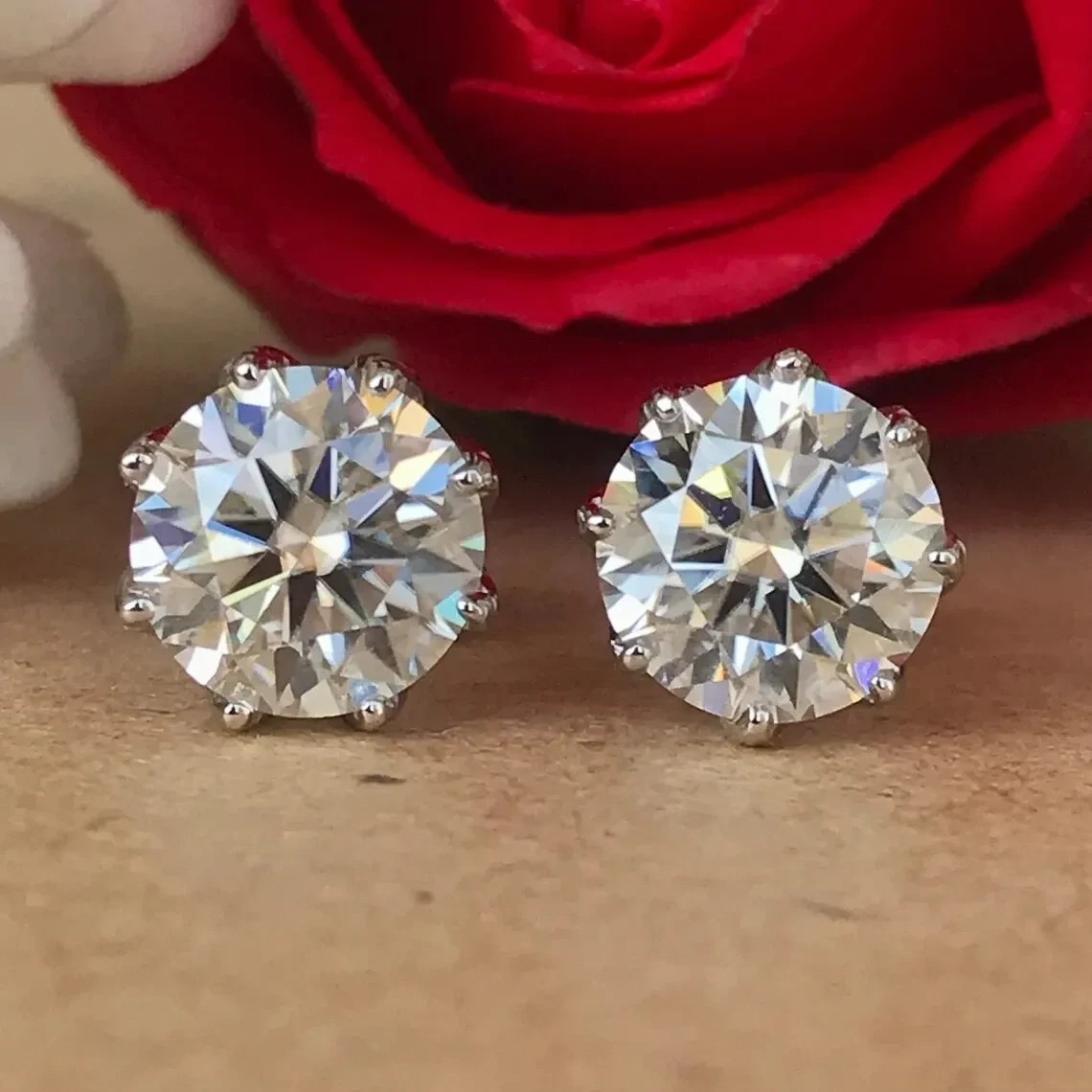 RARE 12.00 Ct Certified Round Diamond Earrings-Great luster-Free Tariffs.