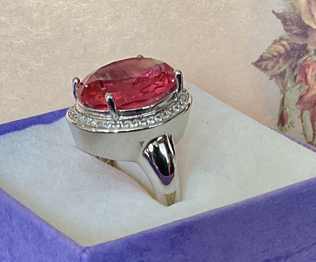 TOURMALINE RING – Oval Cut With Accents – 16x14mm Or 8 Ctw!!!