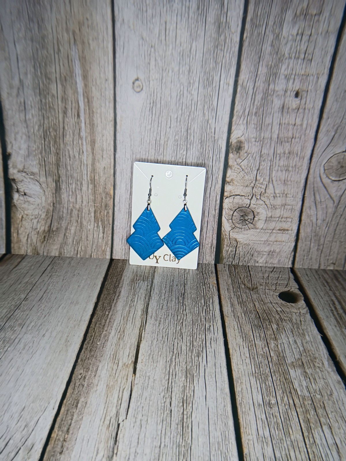 Beautiful Handmade Teal Geometric Polymer Clay Dangle Earrings – Hypoallergenic