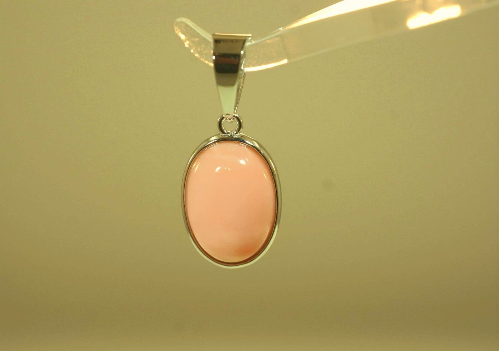 11.5MM SOLID 925 SILVER 10X14MM 4.0CTS GENUINE NATURAL OVAL PINK CORAL PENDANT