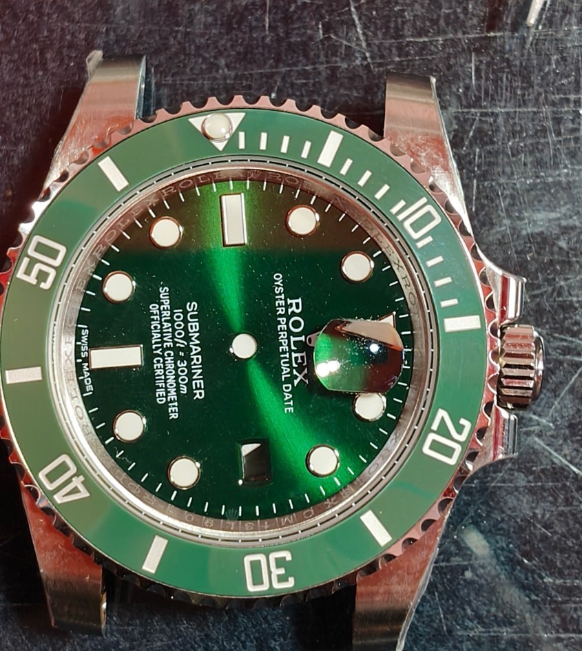 DIY 40mm Stainless steel Watch case with the green bezel Dial kits For 2824 DIY