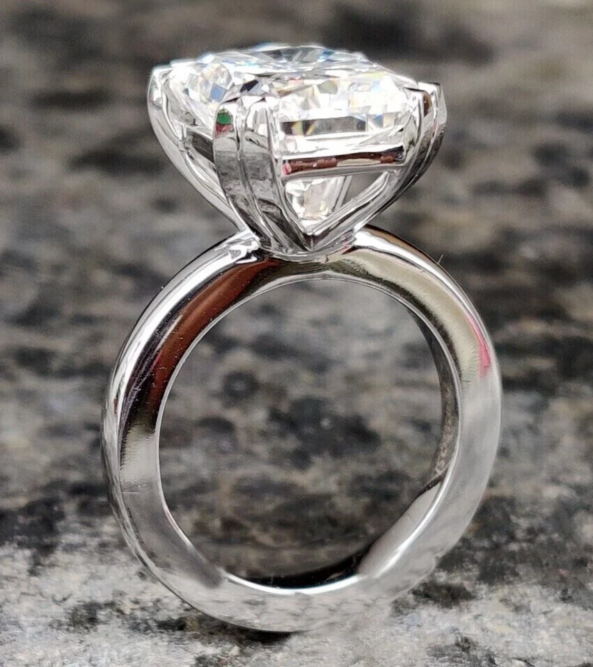 RARE 10.00 Ct Certified Radiant Cut Off White Diamond 925 Silver Ring Treated