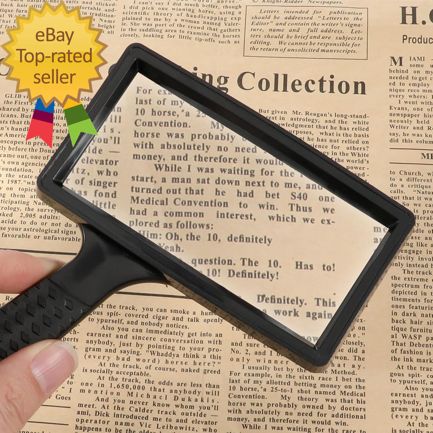 Rectangular 10X Magnifying Glass, 4X2In Hand Held Magnifying Glass, Handheld Mag
