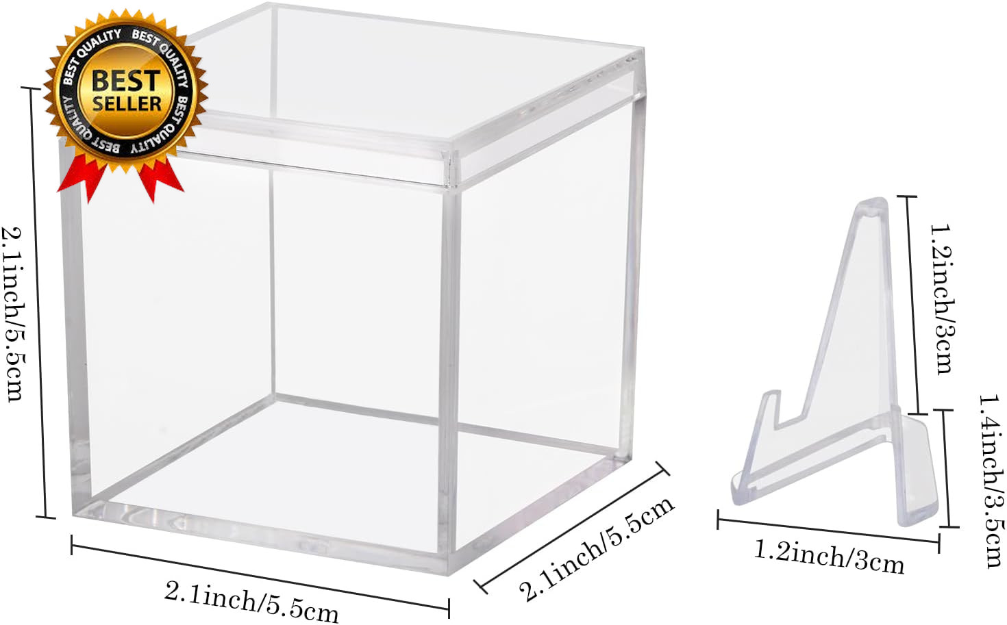 Championship Ring Display Case, Clear Acrylic Memorabilia Stand Cube Holder Dust