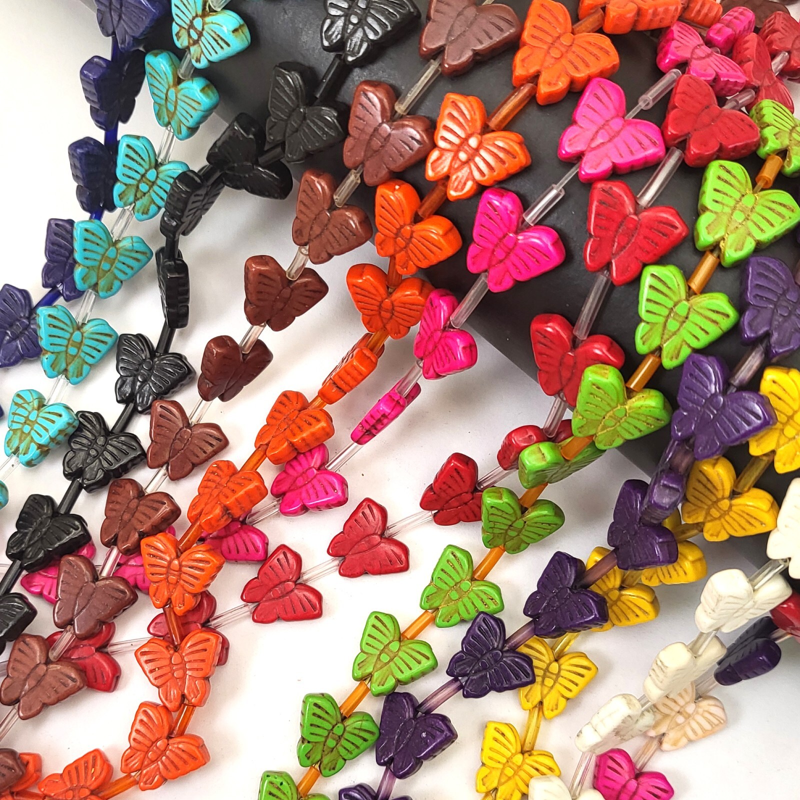 Turquoise Butterfly Beads Howlite 15mm Summer Jewelry Beads 15″ Strand Crafts