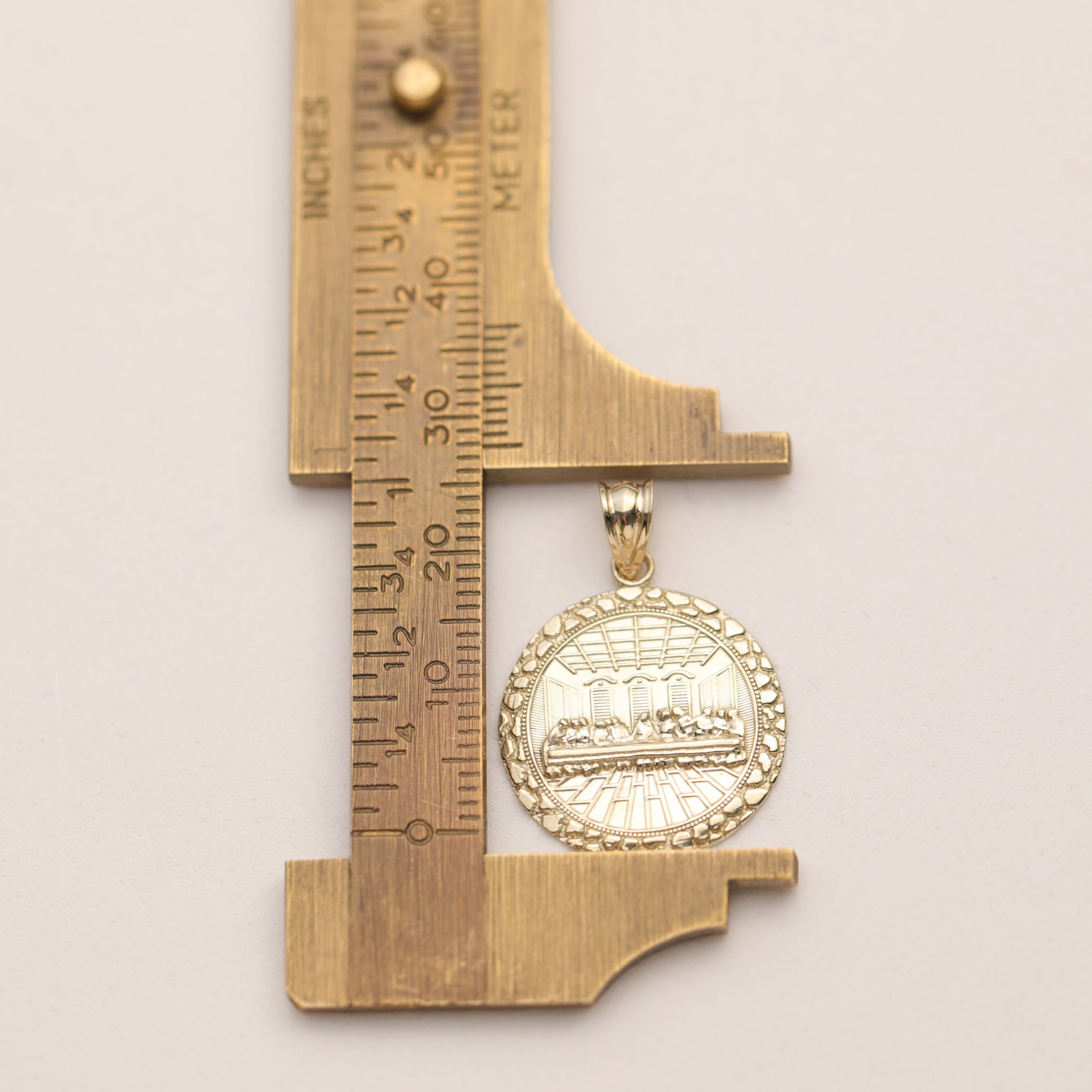 Solid 10K Gold 1 1/4″ Nugget Last Supper Pendant Yellow Gold