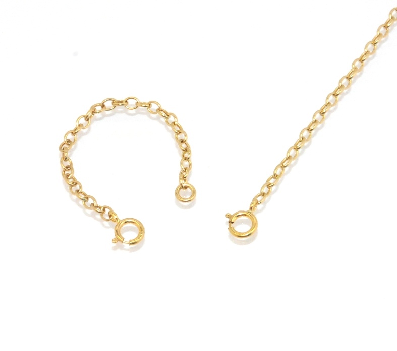 Oval Cable Chain Necklace Extender for Pendant Charm REAL 14K Yellow Gold 2.0mm