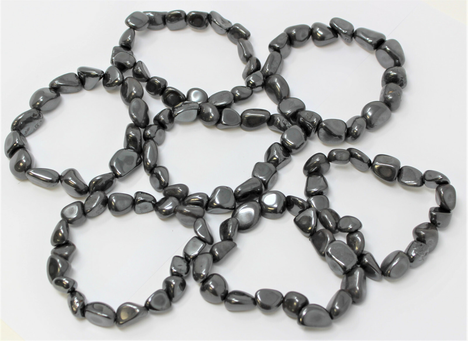 Hematite Tumbled Gemstone Bracelet 6-8 mm Nuggets (Stretch Bracelet, Gift)