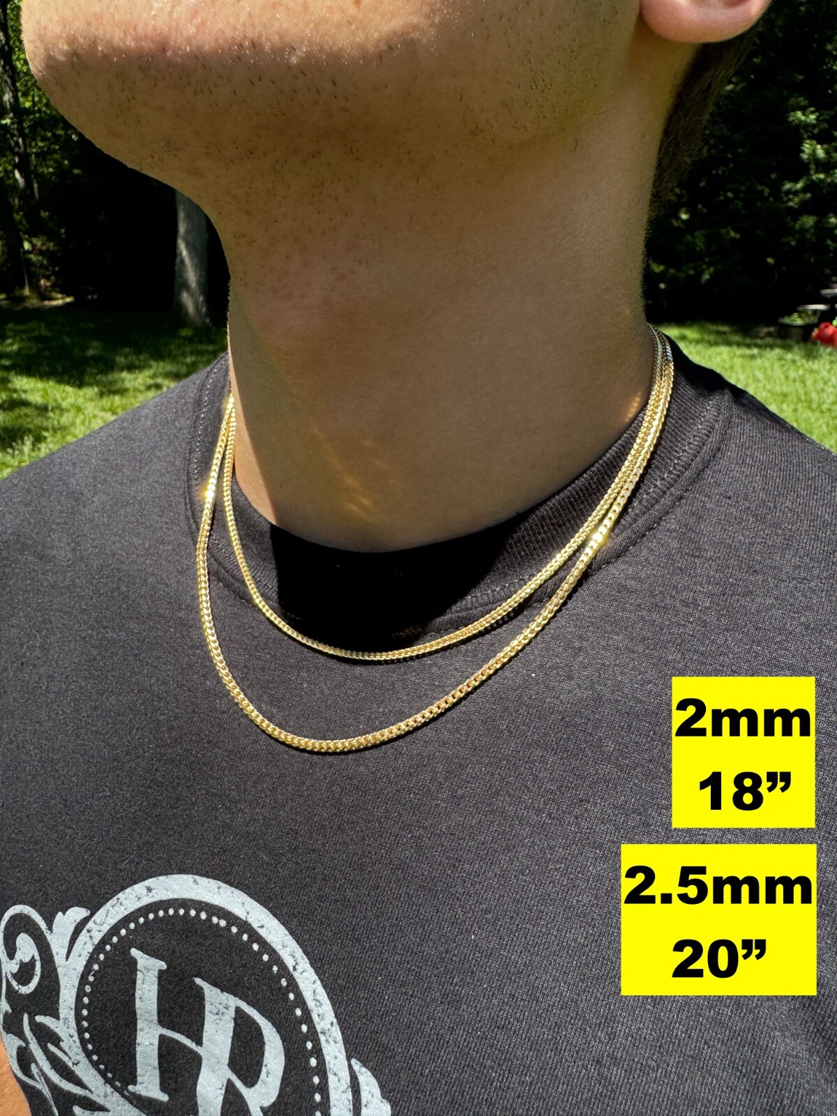 Men’s Real 14k Gold Plated Solid 925 Sterling Silver Franco Chain 2-5mm Necklace
