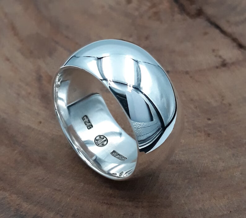 Dome Ring Wide 925 Sterling Silver Band &Statement Ring Handmade Ring All size