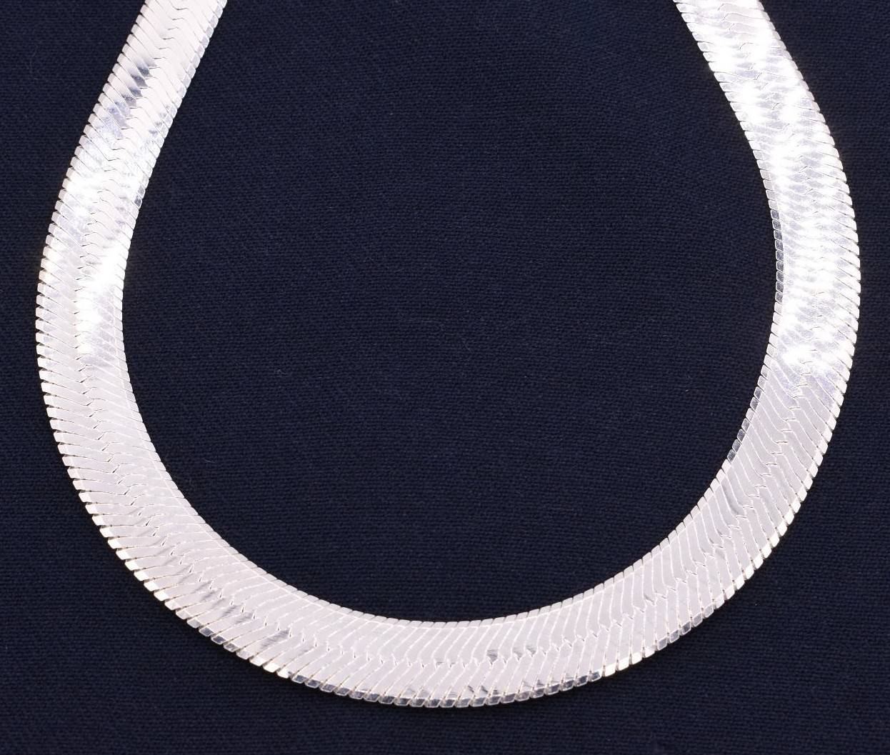 14mm Bold Herringbone Chain Necklace Real Solid Sterling Silver 925 Italy