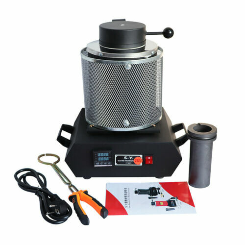 1/2/3KG Electric Metal Melting Furnace Melter Gold Silver W/Heat Protection &ACC