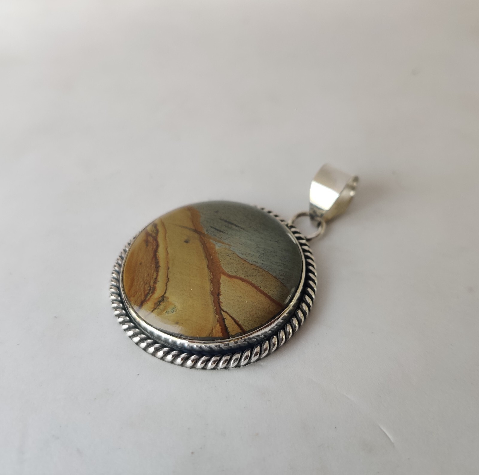 Nice Picture Jasper Gemstone Pendant 925 Sterling Silver Free Shipping Pendant