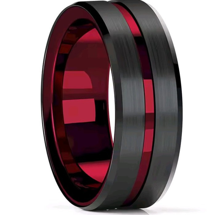 Enchanting Red Black Couple Ring His/Her Made for Lovers Valentine’s Day Edition