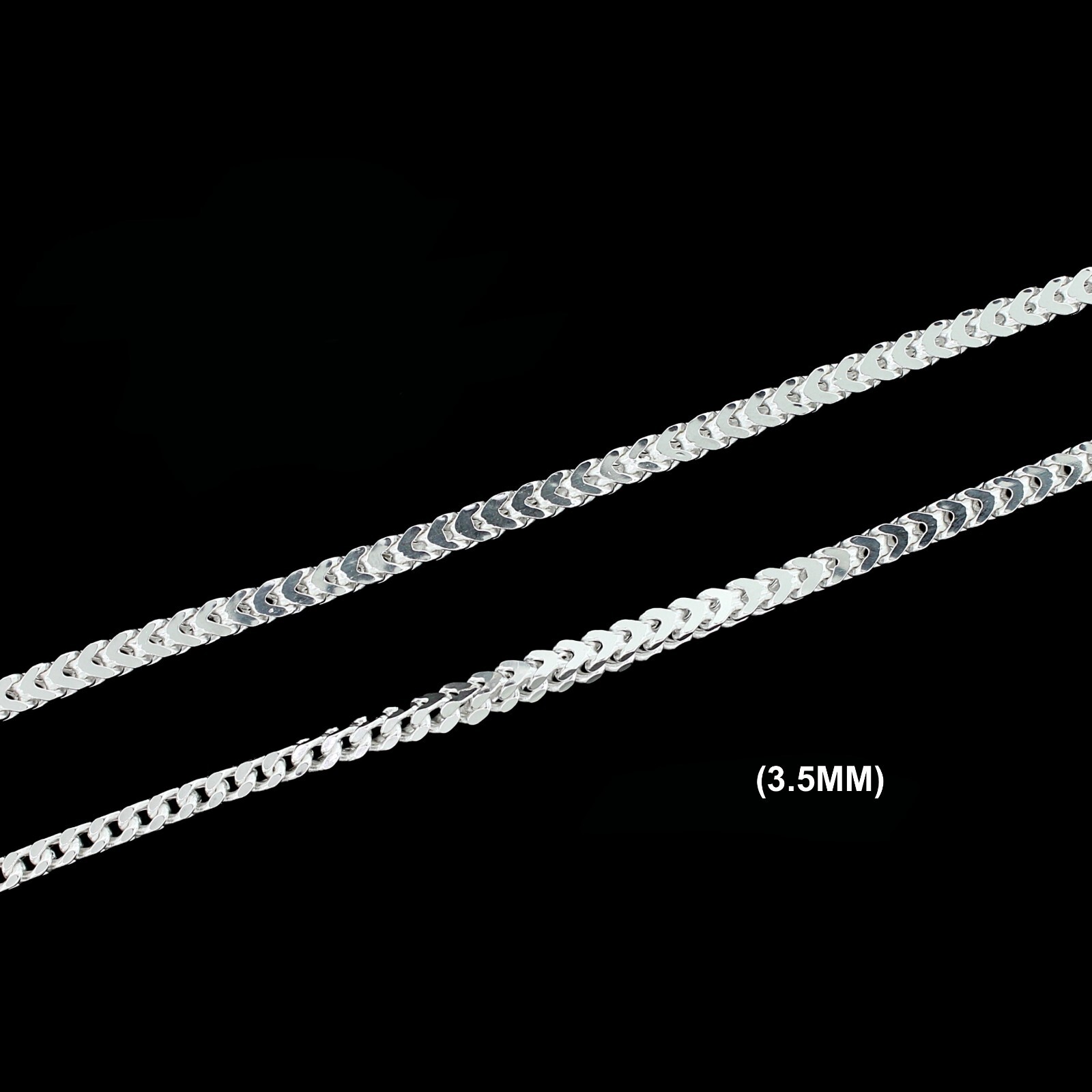 Mens 3.5MM Real 925 Solid Sterling Silver Franco Box Link Chain Necklace ITALY