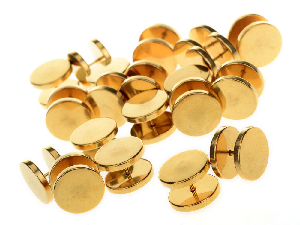 1 Pair Earrings Dot Studs Stainless Steel Circle Disc Ear Piercing Set Men Women
