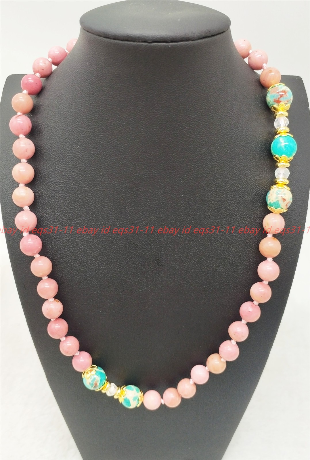 Natural 8mm Pink Rhodonite Multicolor Shoushan Stone Round Beads Necklace16-28in