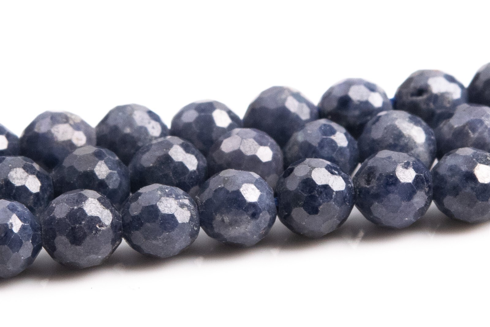 3-4MM Natural Deep Blue Sapphire Beads AA Micro Faceted Round Loose Beads 15.5″