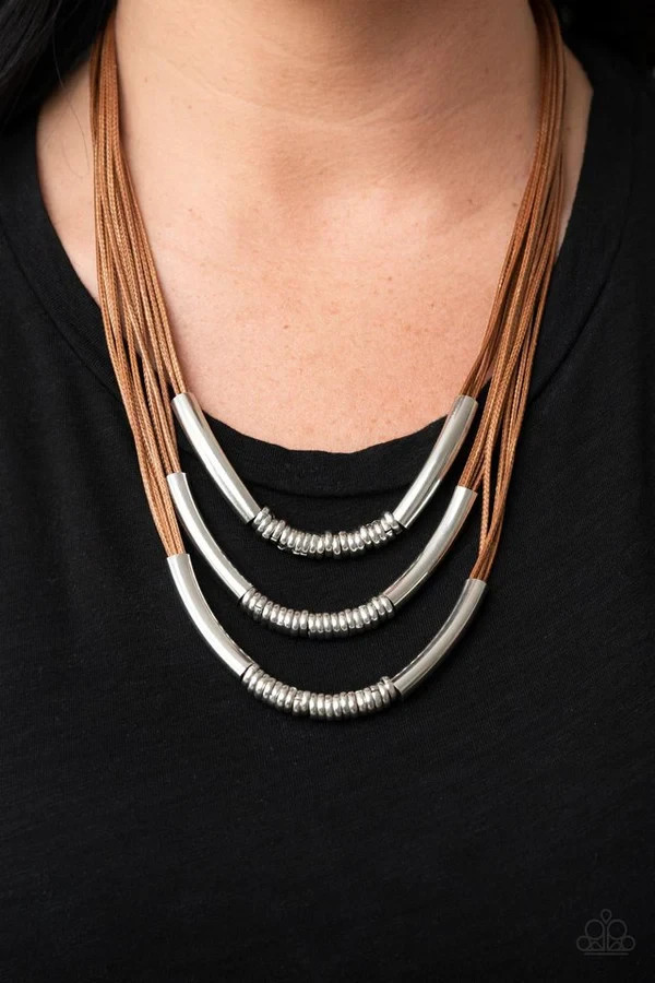 Paparazzi ~ Mechanical Mania Brown Necklace Set With Earrings