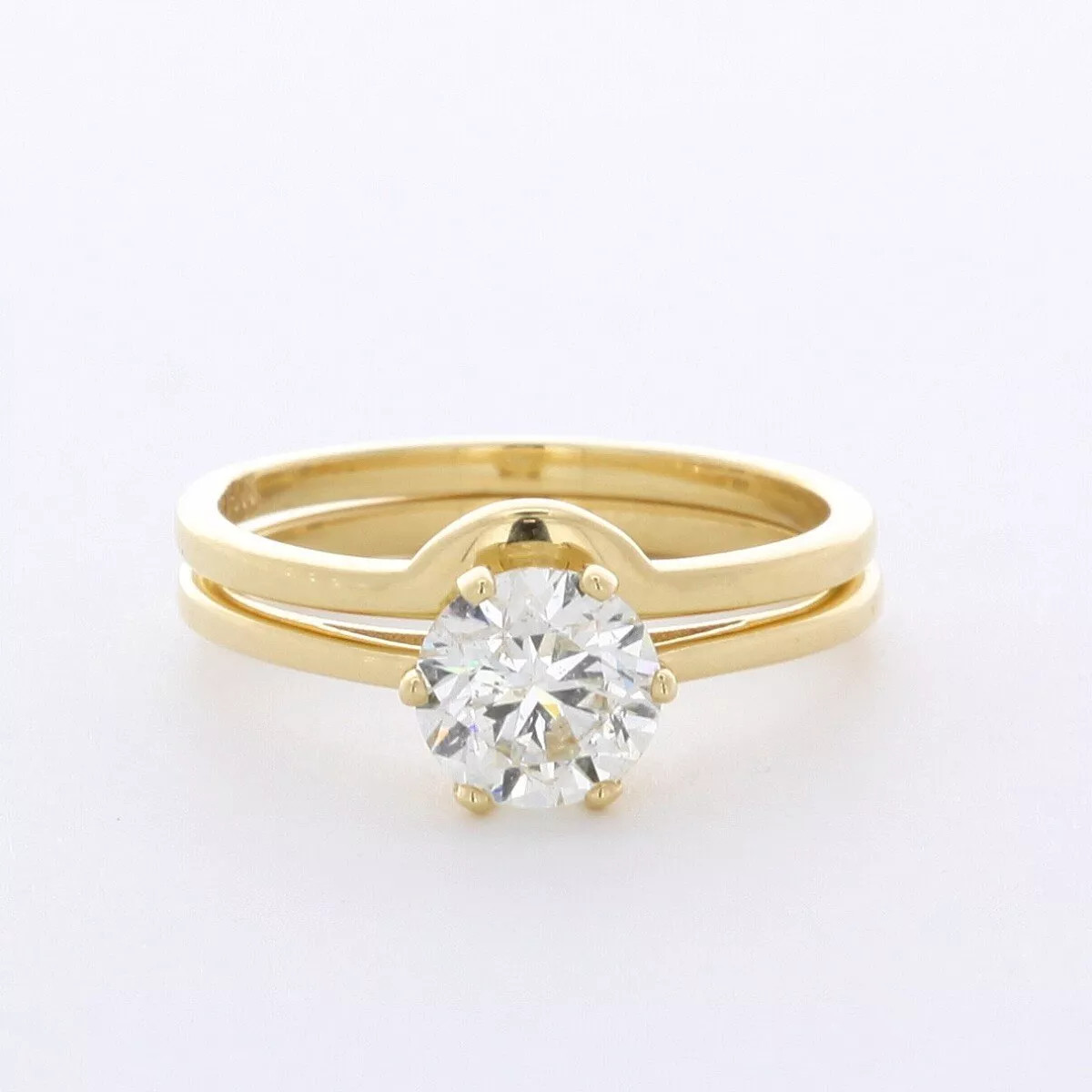 18K Gold Solitaire Engagement Ring Set 1.35 Carat Round Lab-Grown Diamond H VS2