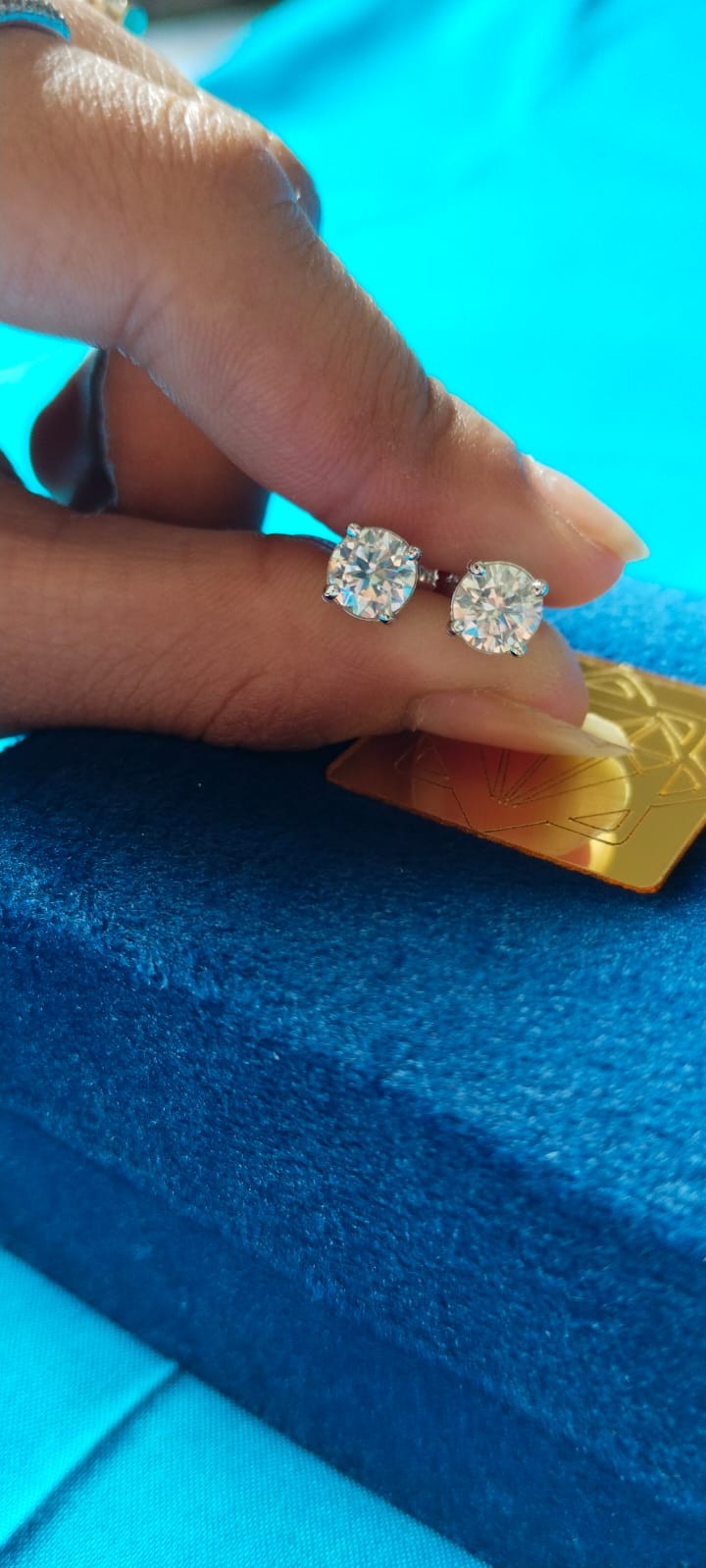 GIA 3.00ct Round Diamond Stud Earrings in 14K Whte Gold with Screw Backs
