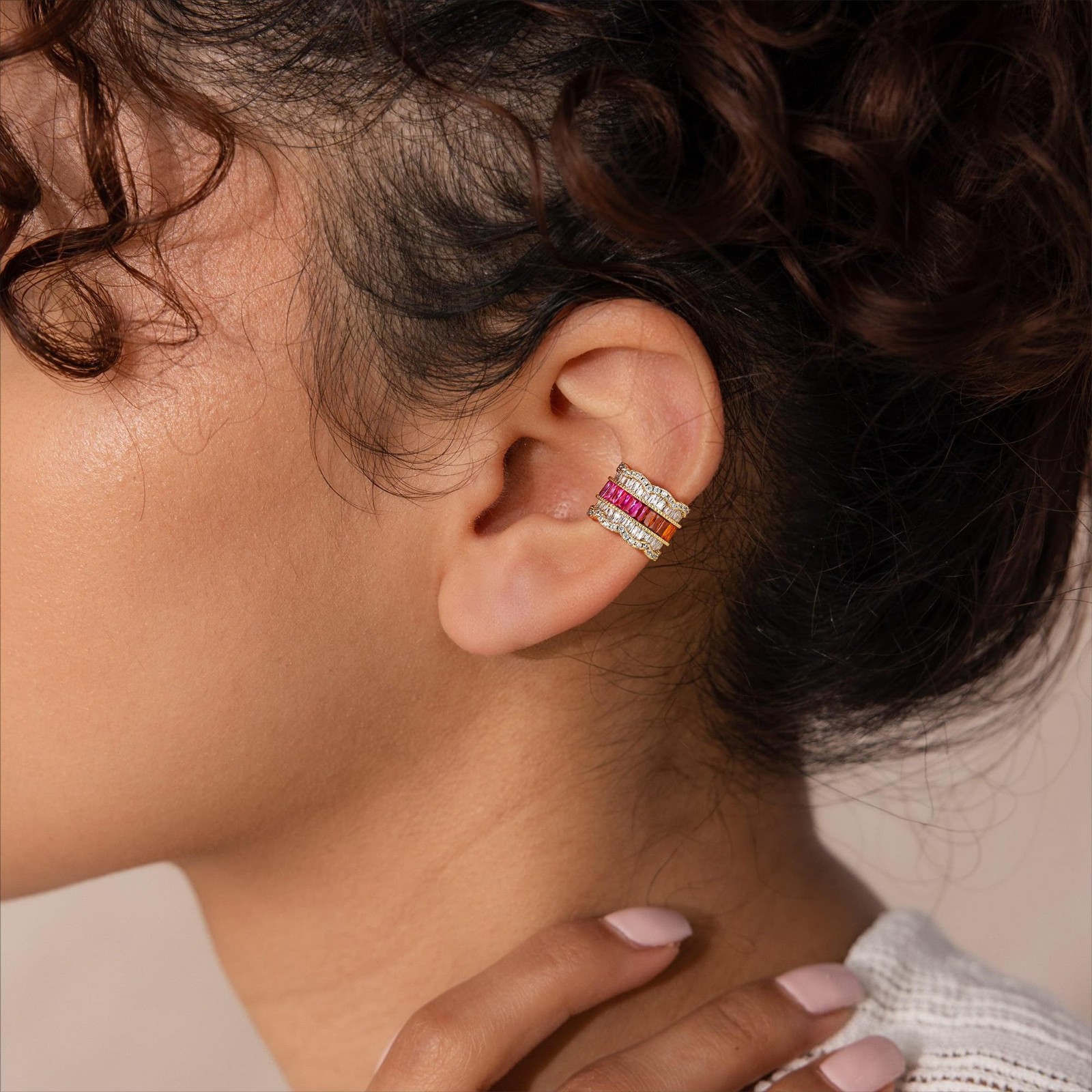 Non-Piercing 14K Gold Plated Ear Cuff Earrings for Women – Lightweight Clip-On C
