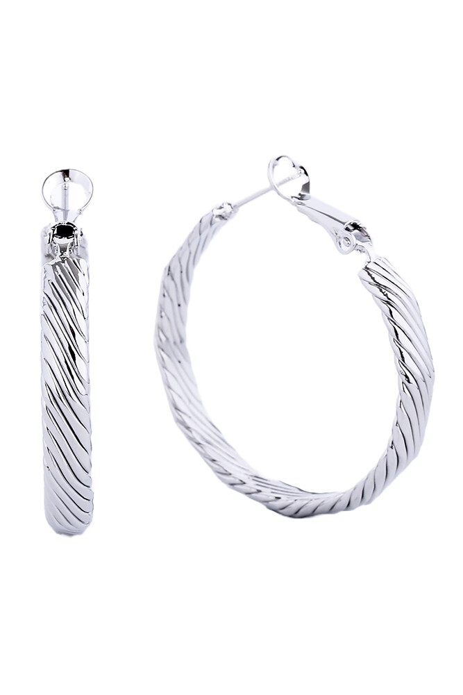 Do Everything in Love 14K Gold/White Dipped Omega Closure Hoop Earring Korea